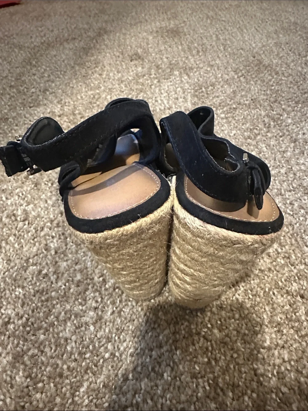 Apt. 9 Black Suede Crisscross Slingback Wedge Sandals